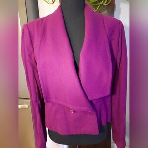 Purple Wool Cropped Blazer.